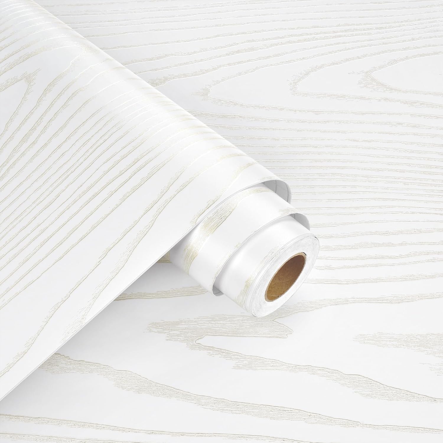 WESTICK White Wood Peel and Stick Wallpaper Self Adhesive Wood Contact Paper for Countertops Waterproof White Wooden Vinyl Wrap Roll for Cabinets Drawers Furniture Tables Desk Walls 15.8" x 394"