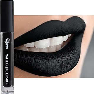 Mynena Black Long-Lasting Matte Liquid Lipstick | Intense Color, Smudge-Proof & Waterproof | Comfortable, Hydrating Shea Butter | Vegan & Cruelty-Free| Linda