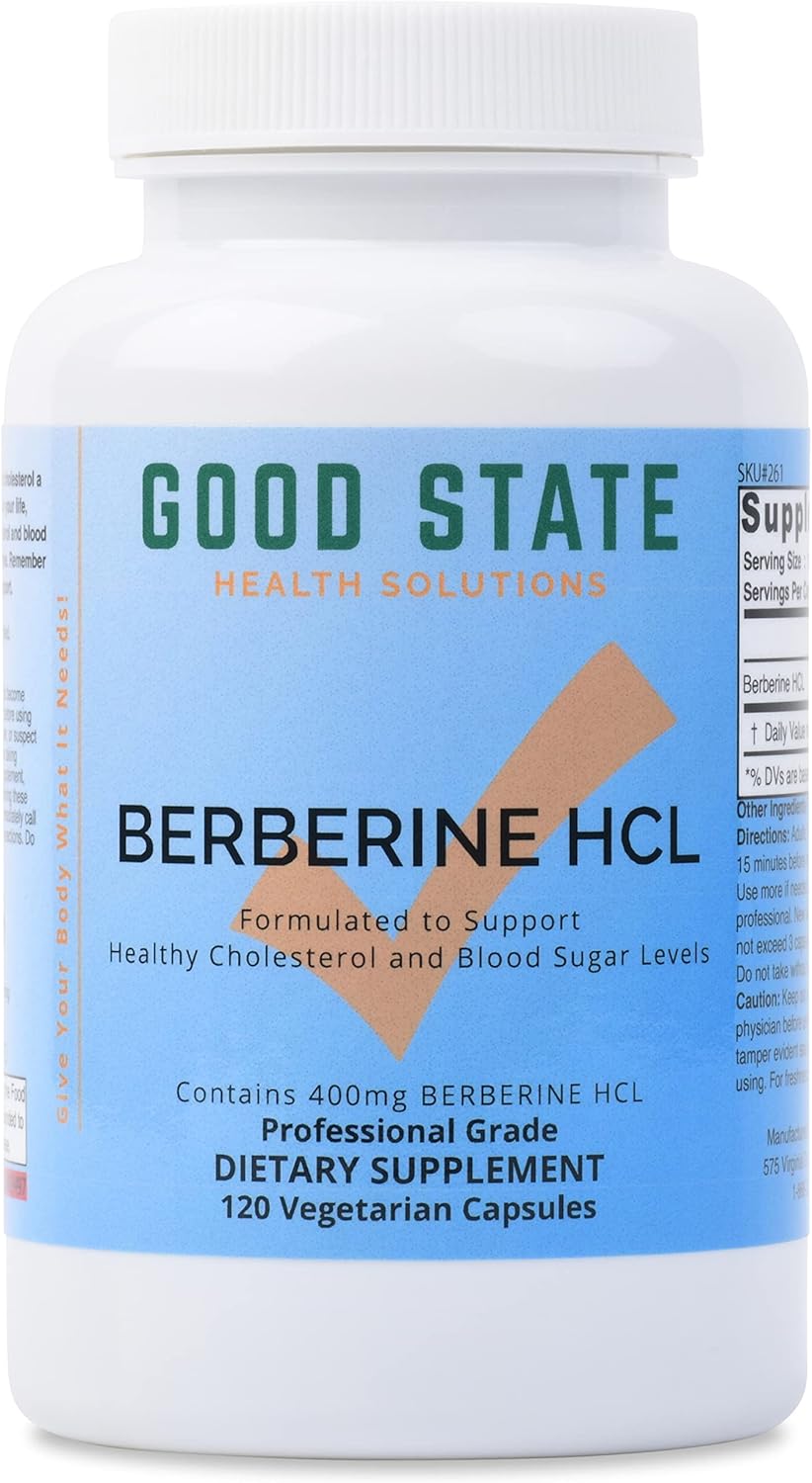 Good State | Berberine HCL | Cholesterol & Sugar Balance | Professional Grade | 120 Capsules