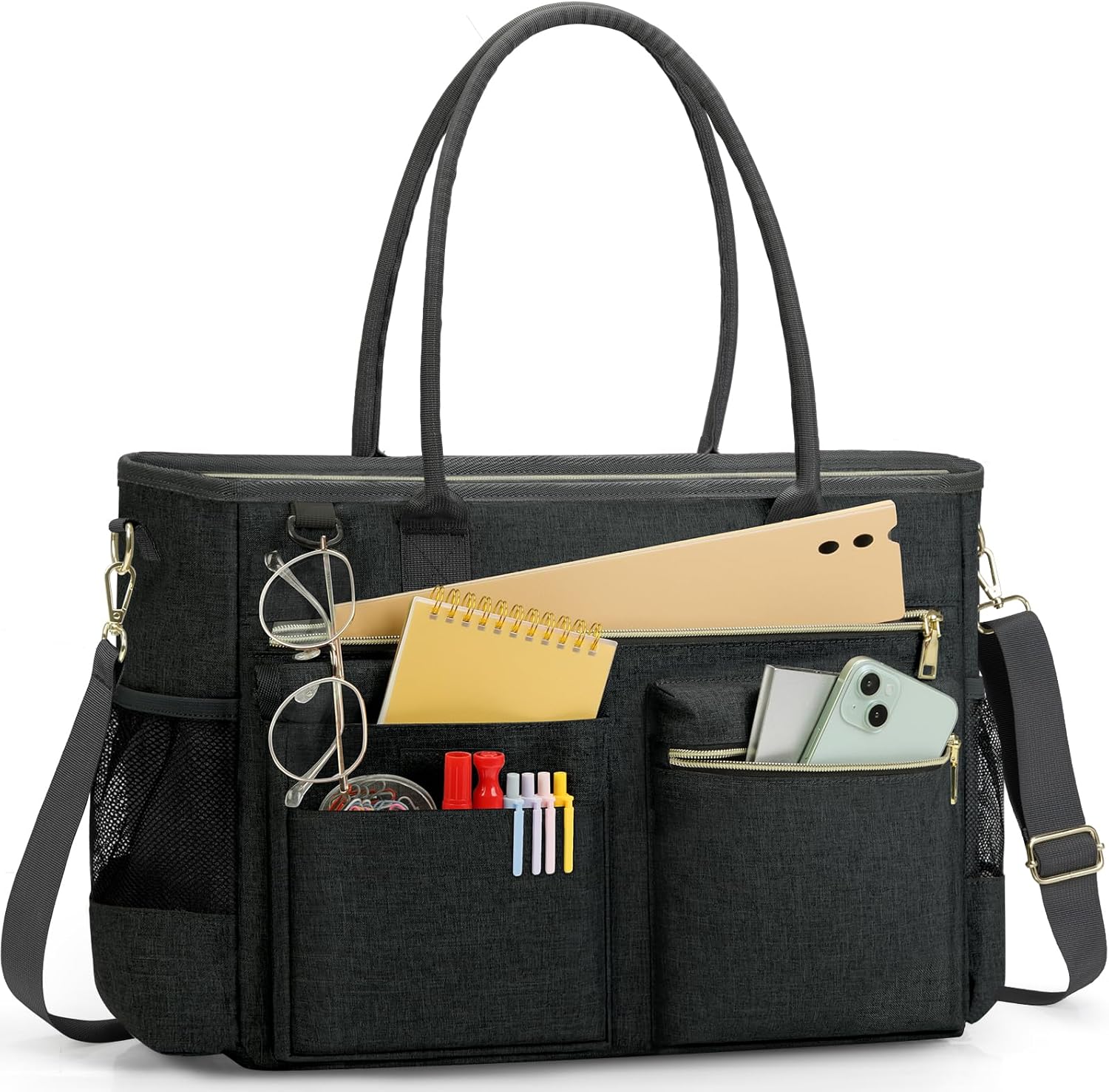 RAINSMORE Laptop Bag for Women 15.6 Inch Work Teacher Tote Nurse Bag Professional Laptop Tote Computer Messenger Shoulder Bags Large Handbag Business Office Work Briefcase