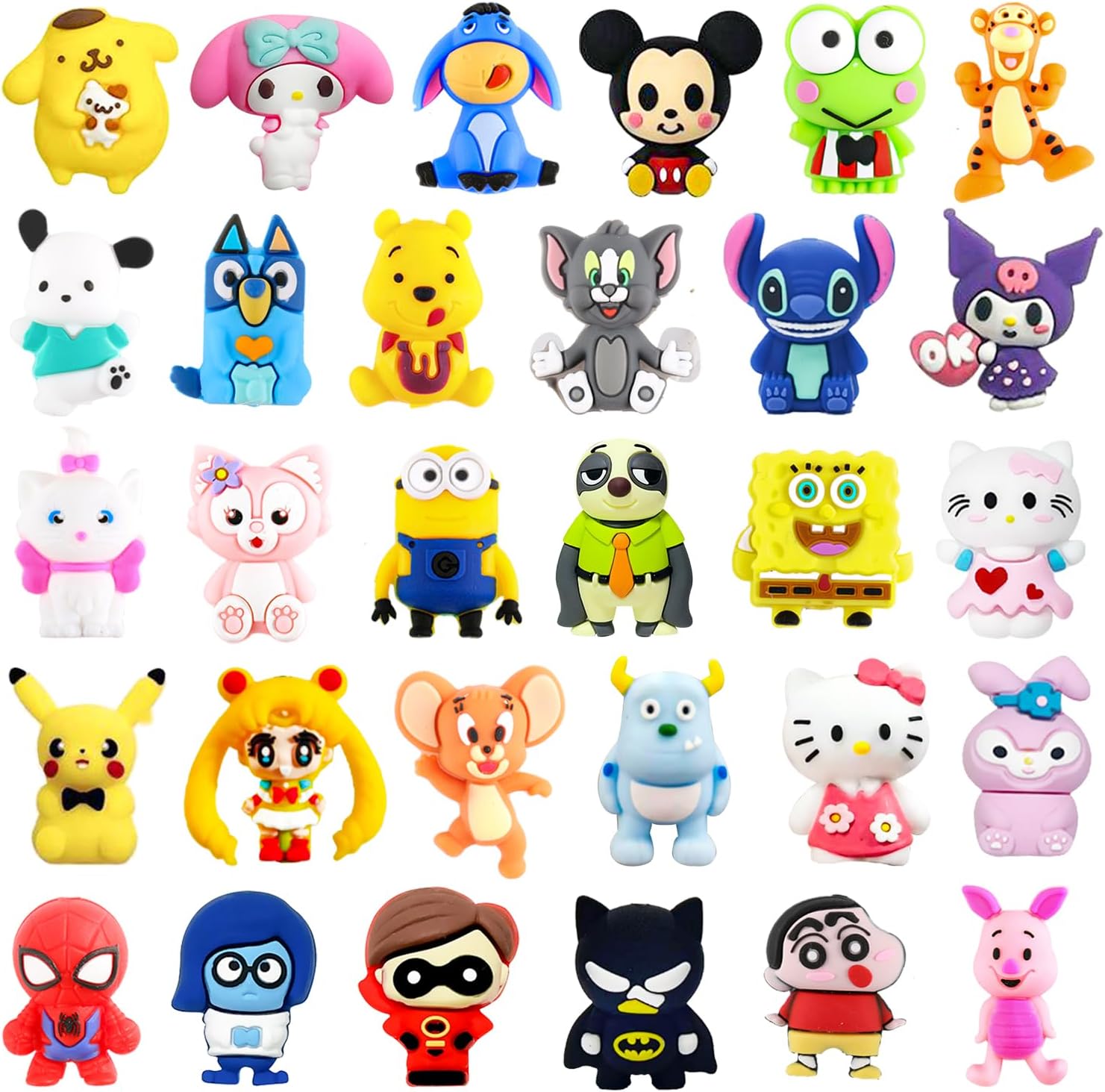 20Pcs 3D Silicone Focal Beads for Pens, Cartoon Cute Character Focal Beads for Keychains Making DIY Bracele Jewelry Making, Only Applicable to Adults