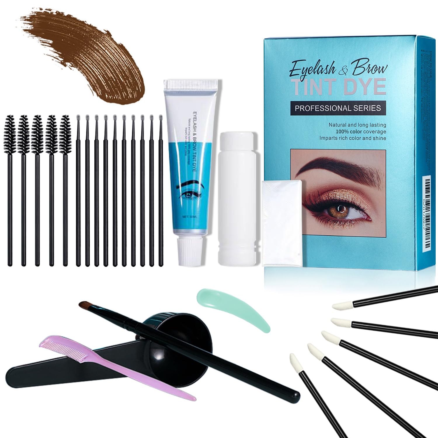 Eyebrow Color Kit, Superstay Brow Colors Kit for Natural Effects, Professional Eye Brow Color Makeup Tool Kit for Women and DIY Home Salon, Waterproof, Lasting for 4-6 Weeks, 30ml, #2 Brown