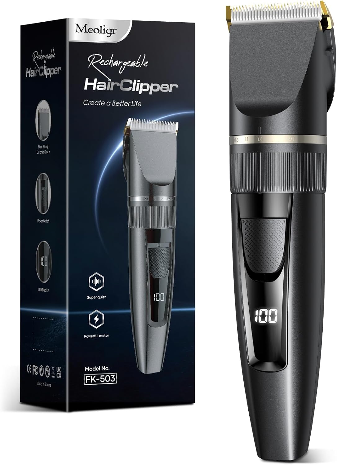 Hair Clippers Men,Professional Hair Trimmer Shaver with LCD Display,Cordless Beard Trimmer Barber Clippers with Ceramic Titanium Blade & Long-Lasting Battery for Men's Haircuts
