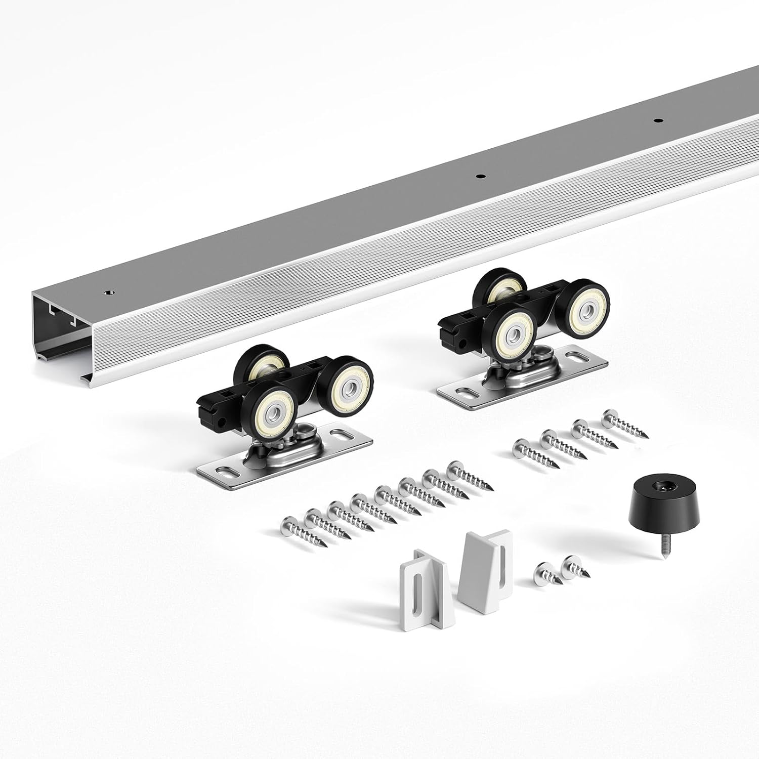 5.3FT Commercial Grade Sliding Pocket Door Hardware Track Kit,Top Mount,Heavy Duty,Smoothly and Quite,Easy to Install,Aluminum(Door is not Included)