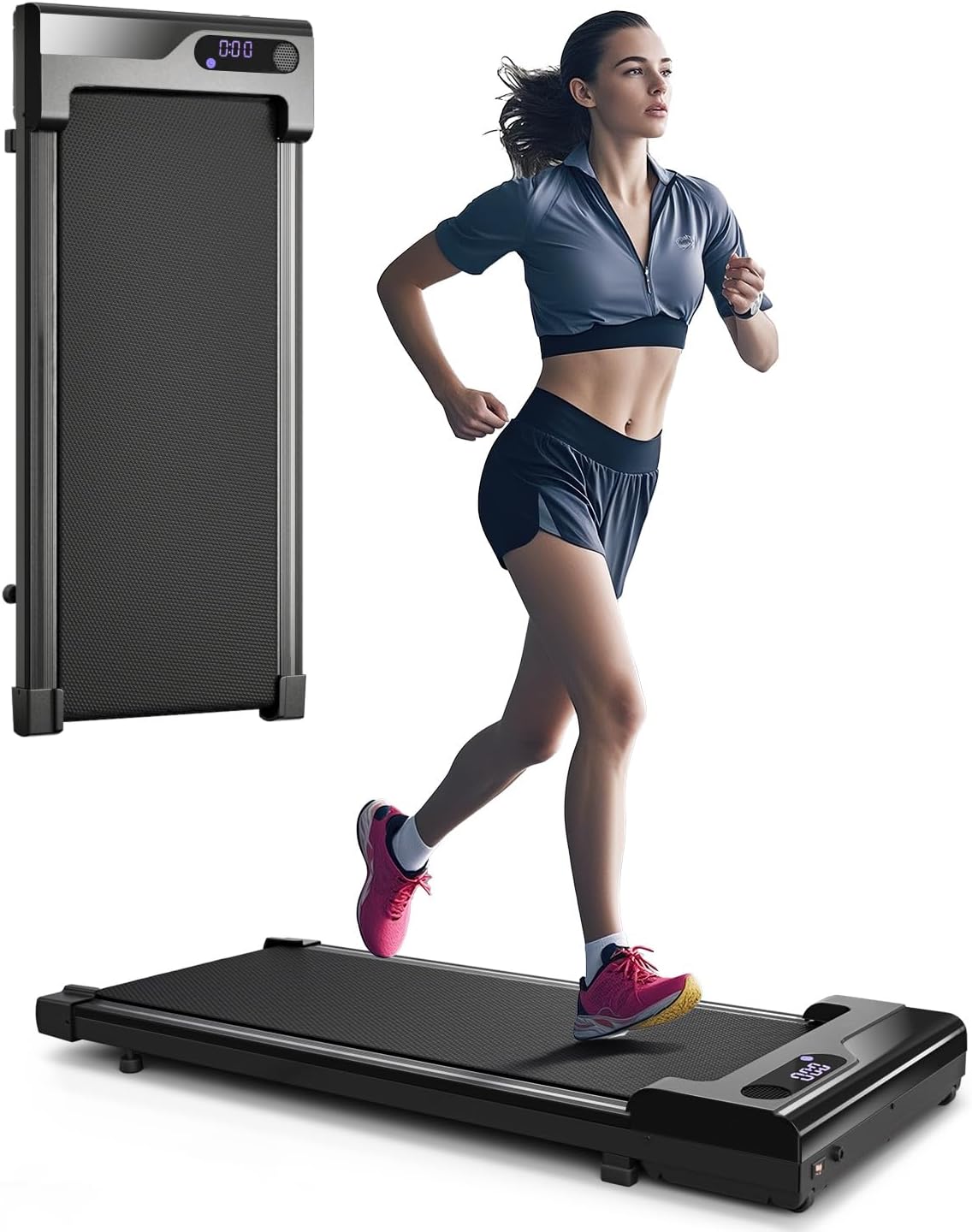Zeporix Walking Pad Treadmill for Home - Under Desk Treadmills Office Mini Portable Electric Running Machine with Adjustable Speed Remote & LED Display Slim Compact Max up 264 lbs Capacity