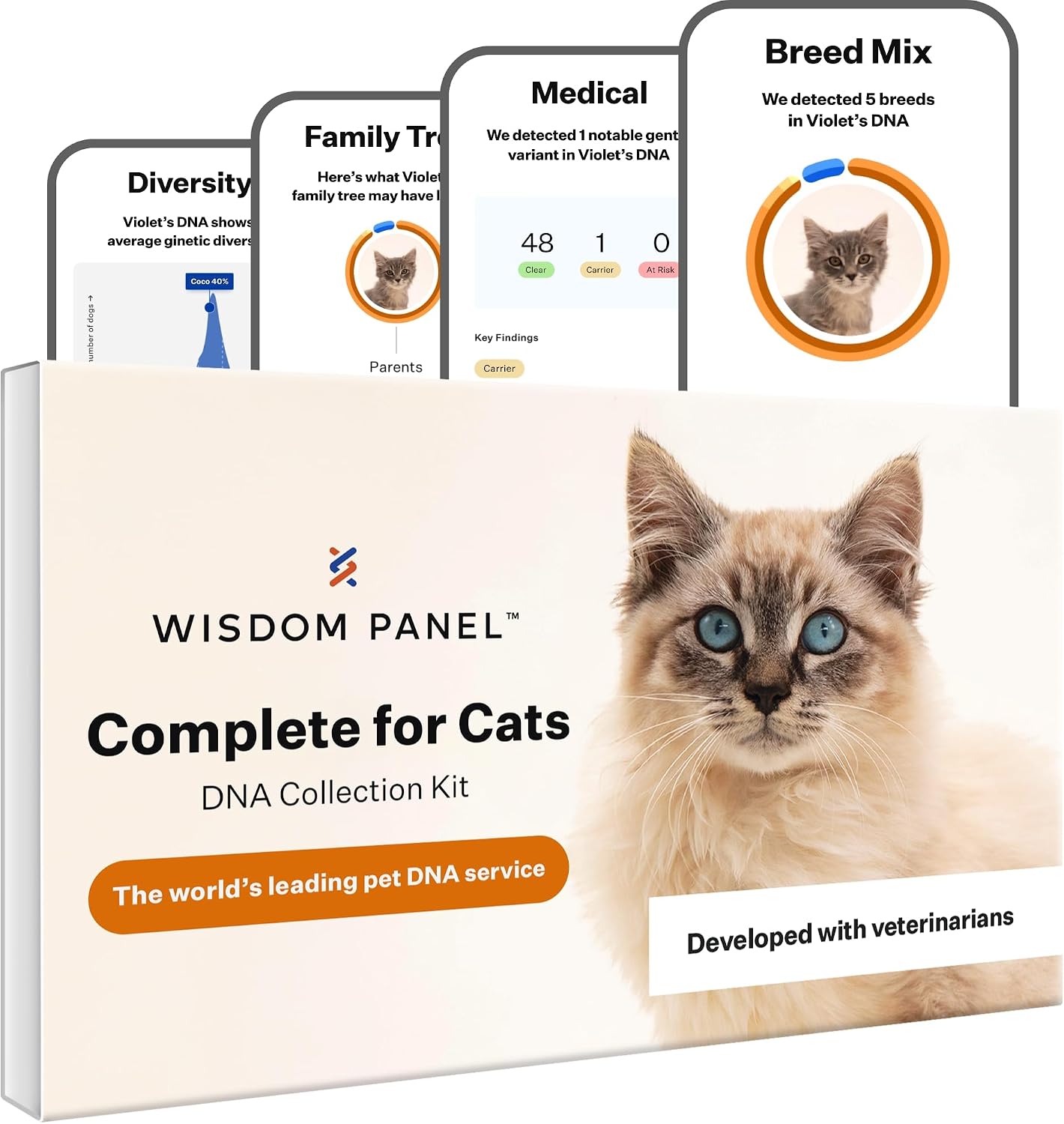 Wisdom Panel Complete for Cat DNA Test Kit, 45 Health Conditions, 1 Pack