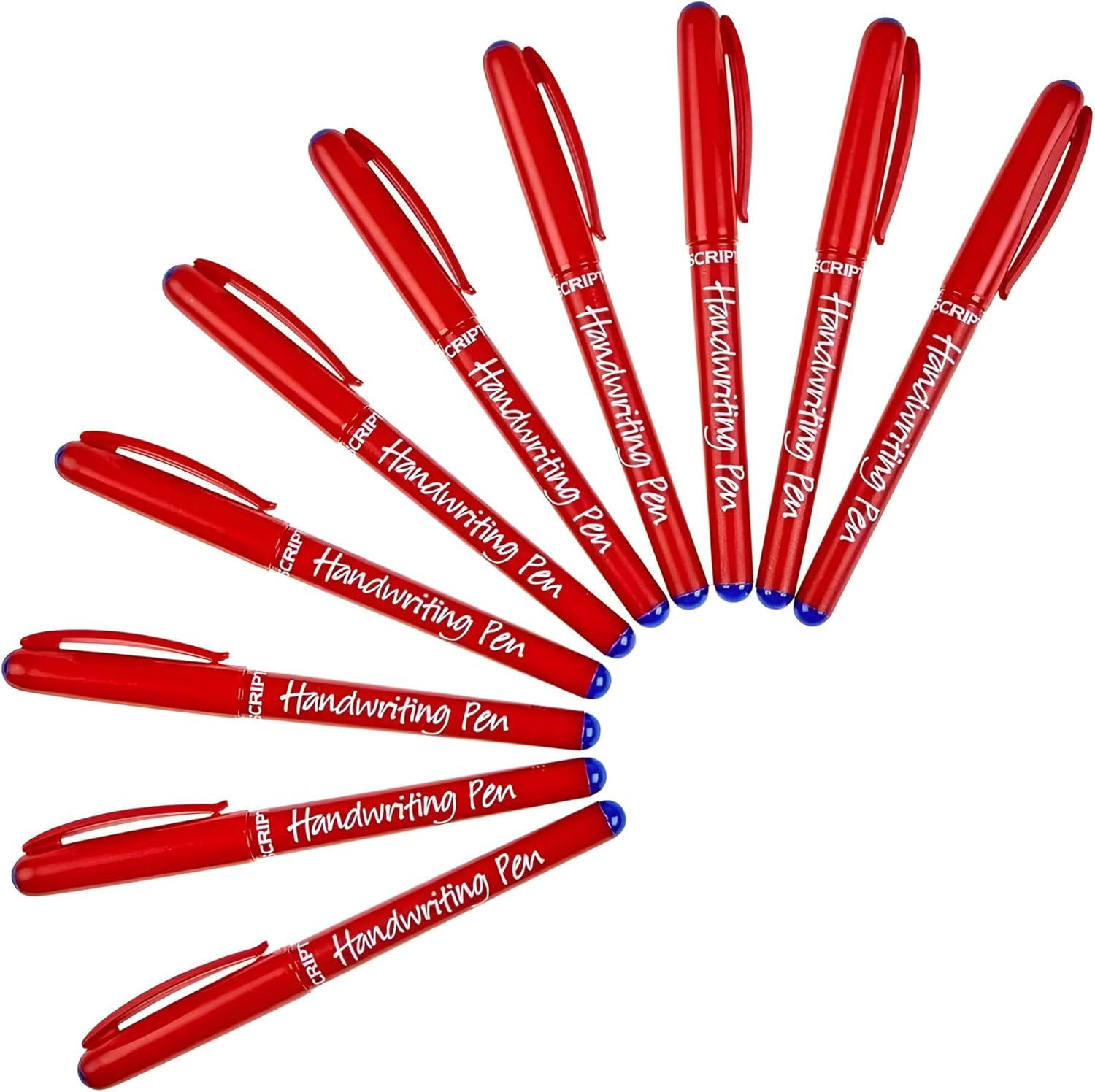 MANUSCRIPT (Pack of 10) Blue Handwriting Pens Comfort Grip School Kids Handwriter