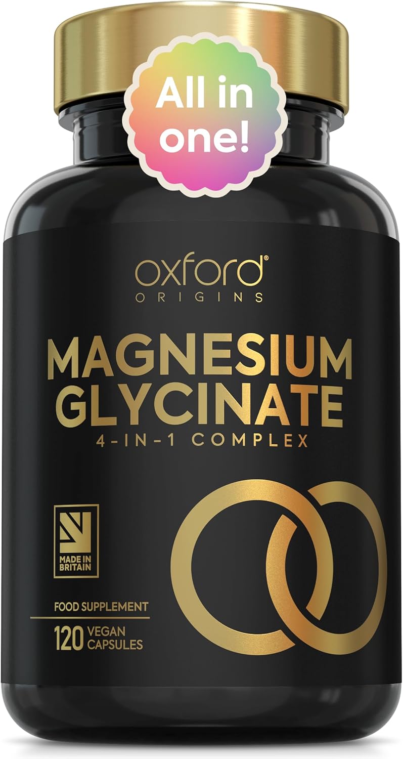 Advanced Magnesium Glycinate 4-in-1 Complex | Made in The UK | 1233mg of Mag Bisglycinate, Citrate, Malate & Taurate | Magnesium Supplements | More Varieties, More Benefits | 120 Capsules
