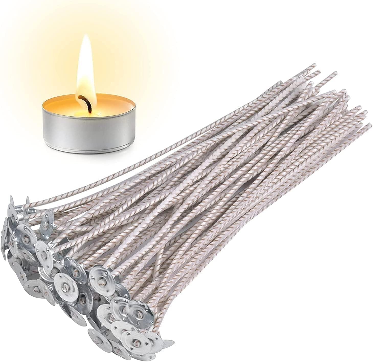 CD Series Candle Wicks for Soy Candles,100pcs CD 12 6" Pretabbed Wicks,Cotton & Paper Wicks for Candle Making (CD12)
