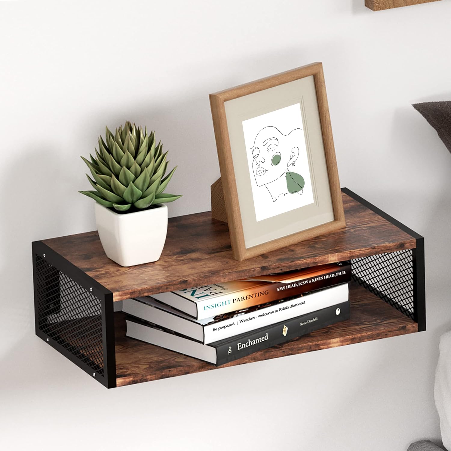 KES Audio-Visual Shelving, Floating TV Shelf Media Shelf with Storage Wall Mounted Under TV Shelf Entertainment Center Shelf Video Game Shelf for Living Room Bedroom Matte Black, FNS501-BK