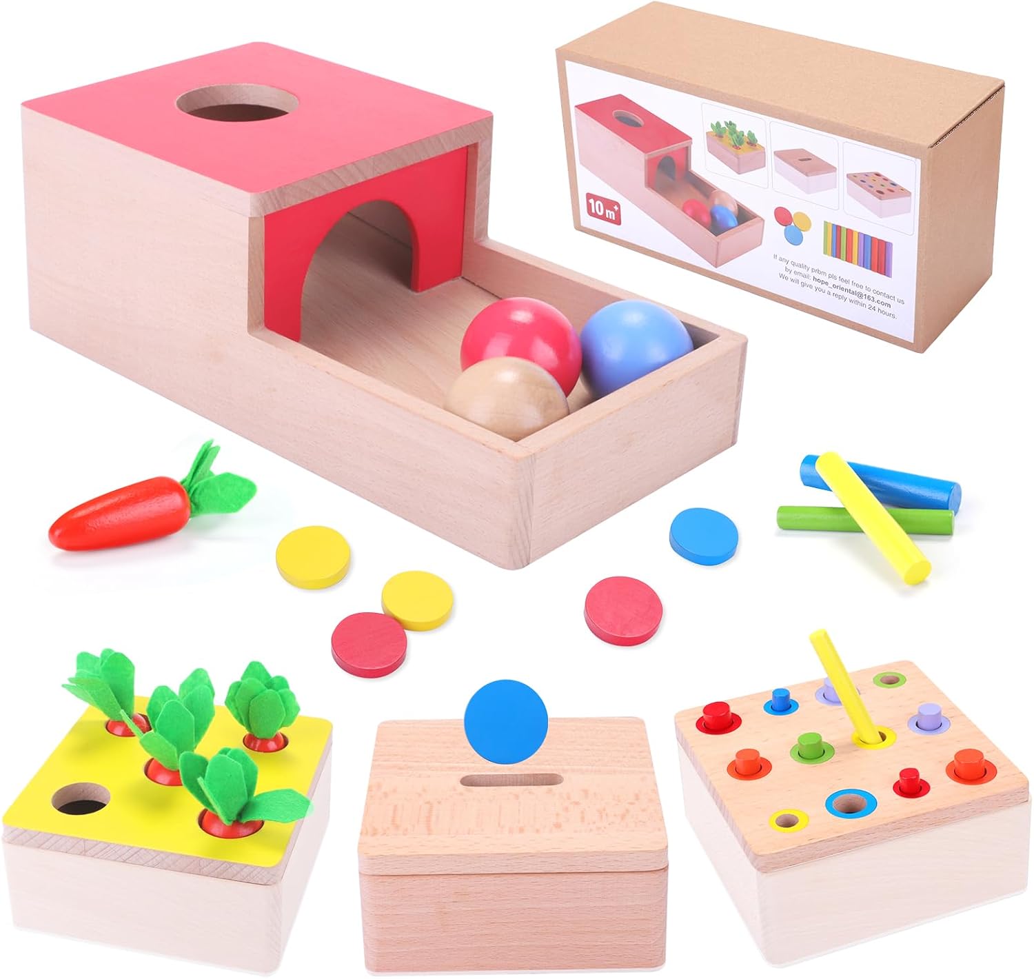 LZDMY Baby Montessori Toys for 1 Year Old, Wooden Carrots Balls Drop Toy