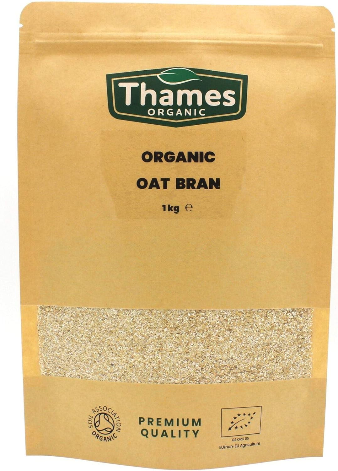 Organic Oat Bran -1kg - Vegan, GMO Free, No Additives No Preservatives, High in Fiber High in Protein for Cooking and Baking - Thames Organic