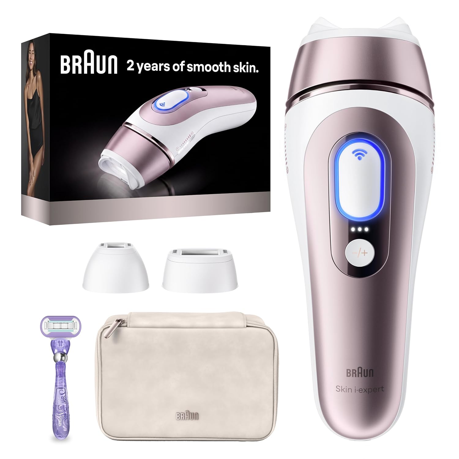 Braun Smart IPL, Skin i·Expert Pro 7, VOGUE's Best Hair Removal Device, IPL Hair Removal for Women and Men, Permanent Laser Hair Reduction At-Home, World's 1st Smart App, 3 Heads, IPL7243