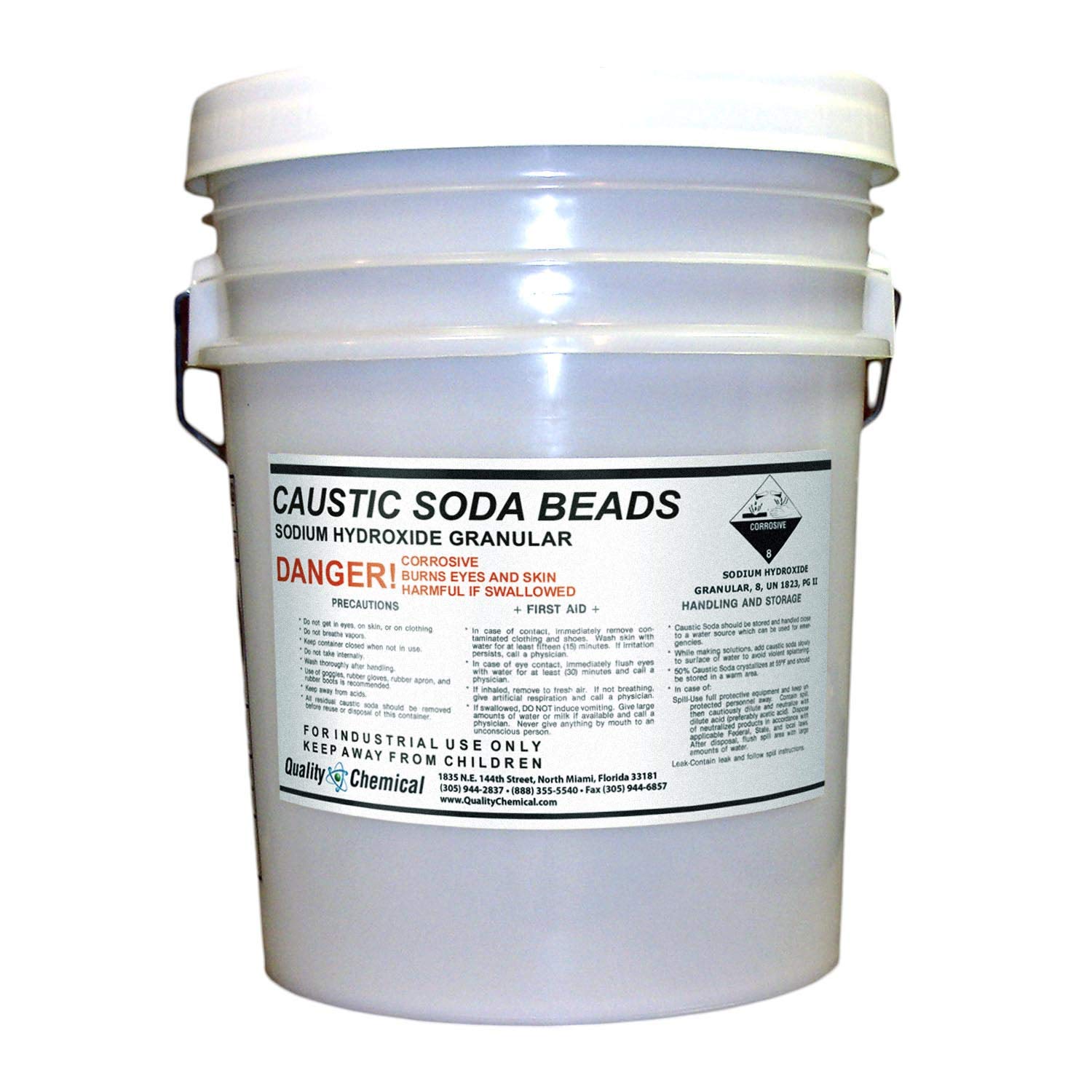 Quality Chemical Sodium Hydroxide (Caustic Soda Beads) - 40 lb Pail (Pack of 1)