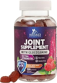 Nature's Joint Support Gummies Glucosamine Plus Vitamin E - Joint Support Supplement for Occasional Discomfort for Back, Knees & Hands - Joint Health & Flexibility Supplement - 120 Gummies