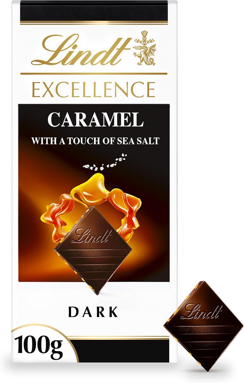 Lindt Excellence Dark Caramel Chocolate Bar with a Touch of Sea Salt - 100 g (Pack of 1)