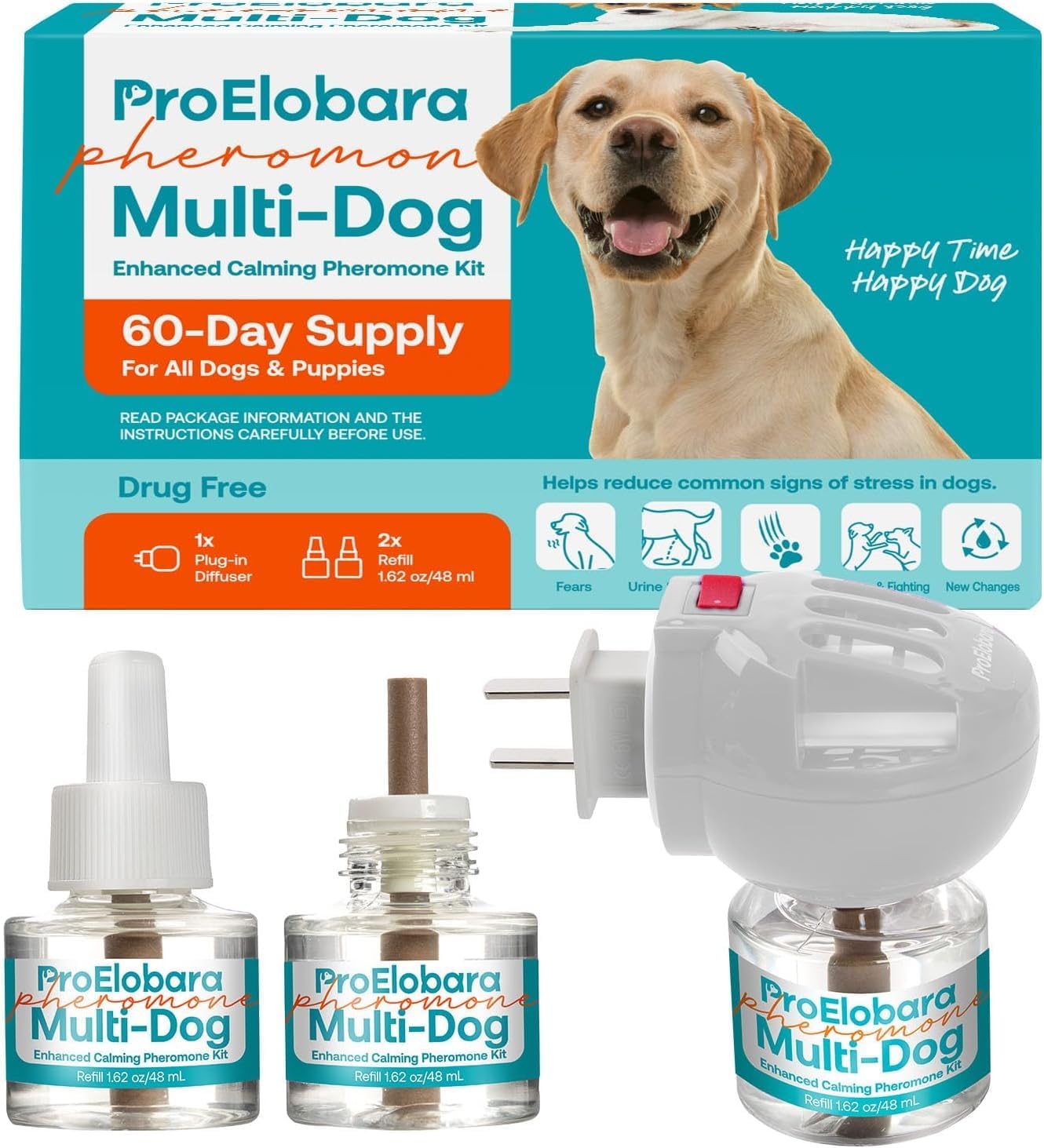 Dog Calming Pheromone Plug Diffuser: Dog Calming Pheromones Diffuser - Reduces Stress & Anxiety Calming Pheromone Diffuser for Dogs - Calm Dogs 60 Supply