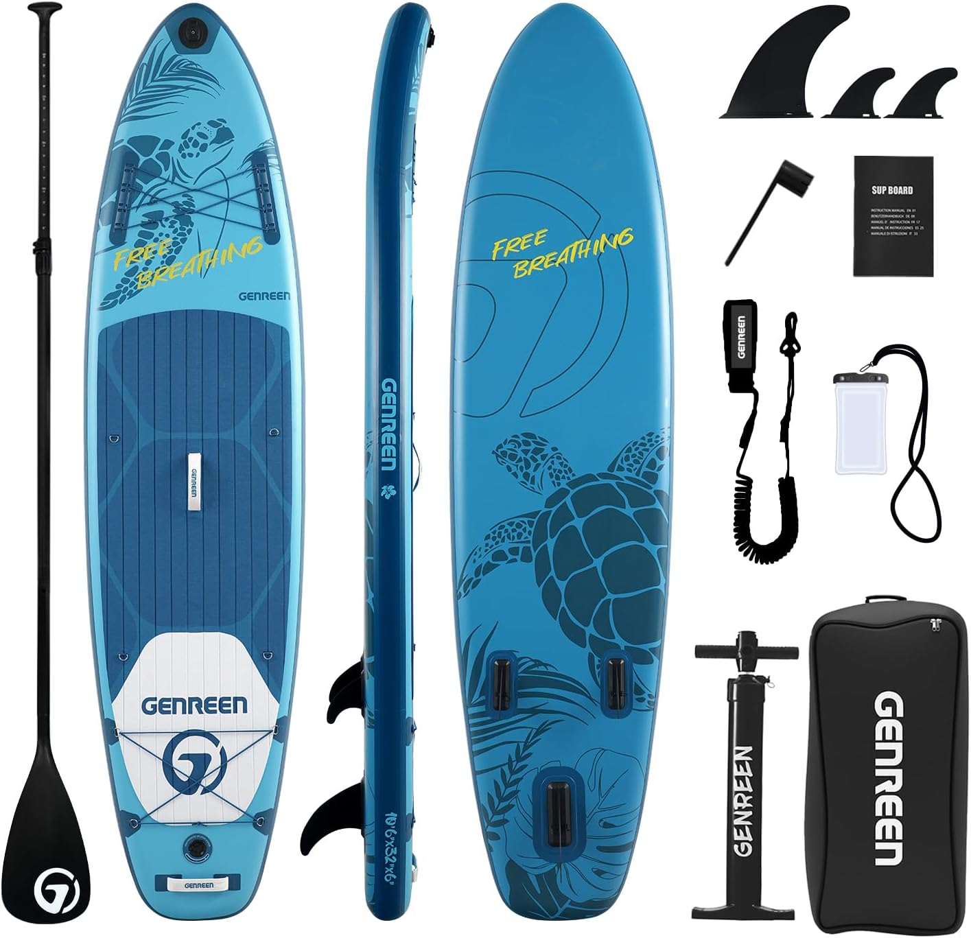 Inflatable Stand-Up Paddle Boards – Available 32"/33"/34" Widths Inflatable Paddle Board with SUP Accessories, Camera Mount, Basic All-Around SUP Board for All Skill Levels, Up to 450lbs