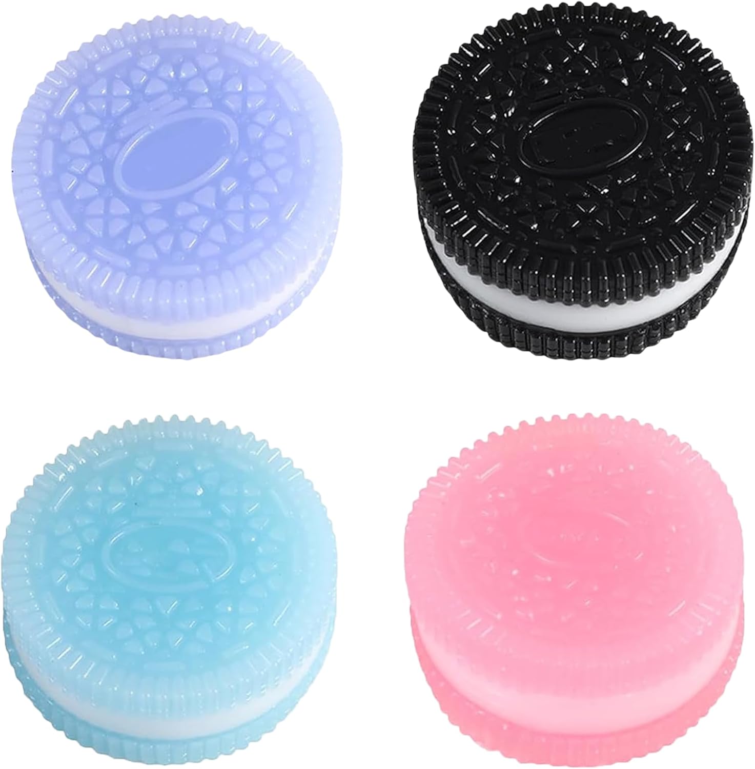4Pcs Taba Squishy Toys for Oreo, Fufu Squishy Stress Relief Toys - Soft & Durable, Ultra Soft Decompression Squeeze Toys, Sensory Anxiety Relief Biscuit Simulation Toys (Black Pink Blue Purple)
