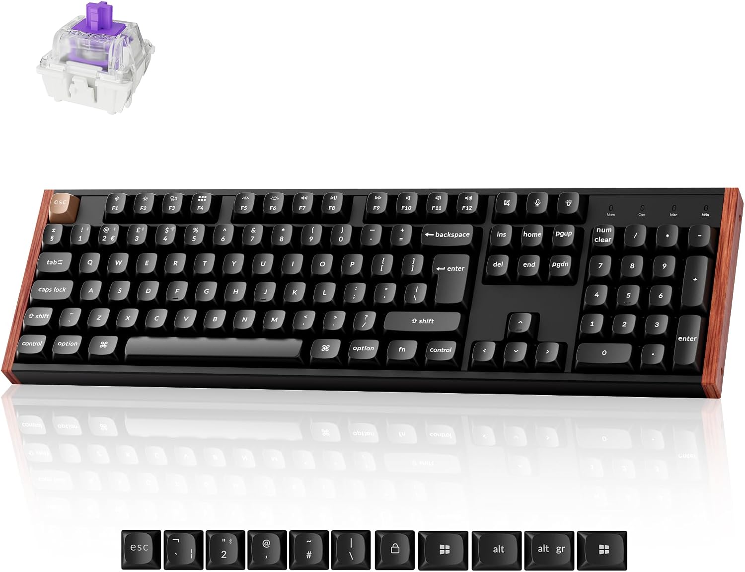 Keychron K10 HE Wireless Mechanical Keyboard - Hall Effect Hot-Swap Magnetic Linear Switch, Adjustable Actuation/Rapid Trigger, Full-Size UK Layout, Aluminium/Wood Frame for Windows/Mac/Linux - Black