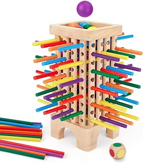 Montessori Game Wooden Board Game, 42 Colorful Wooden Sticks Dice Game Math Educational Toys for 3 4 5 6 Years Old, Fine Motor Skills Game & Counting Toy Family Game Travel Game Gifts for Kids