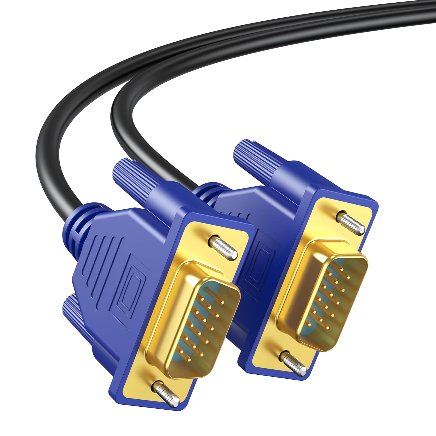 VGA Cable 6 Feet, Shielded VGA Male to Male Monitor Computer Cable Adapter Cord 15 Pin HD15 1080P@60Hz Full HD High Resolution for TV Computer Projector-Blue