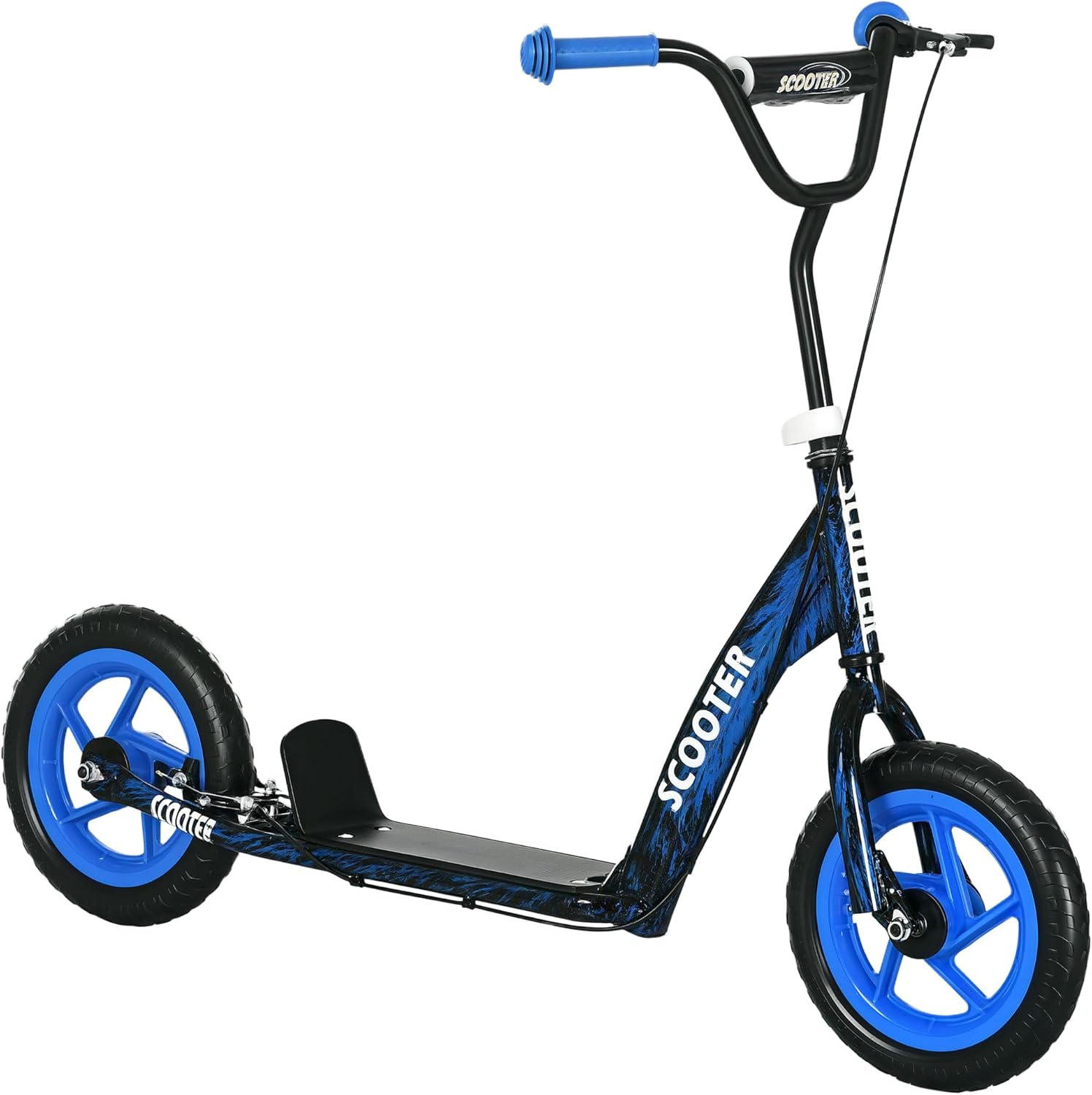 AIYAPLAY Kids Scooter, Big Wheel Kick Scooter with Adjustable Height Handlebar, Non-slip Footplate, Rear Brake, Kickstand, for Kids 6-12 Years Old