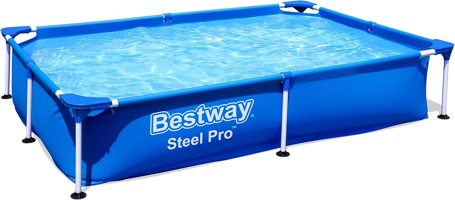 Bestway Steel Pro Pool | Swimming Pool, Rectangle Above Ground Garden Frame Pool, Multiple Sizes, Blue, 7’3”