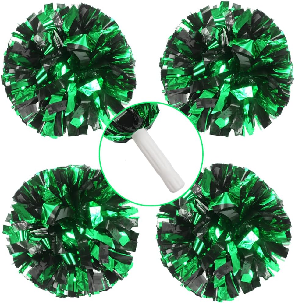 Lovecheer 4PCS Metallic Pom Poms Cheerleading with Handle Sports Cheer Pom Poms Team Spirits Football Basketball School Party Performance Dance
