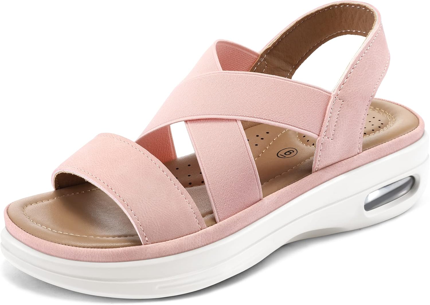 mysoft Women's Comfortable Walking Sandals Air Cushion Sport Slingback Elastic Band Platform Shoes