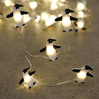 12 Foot LED Wire Lights Strip with 36 Penguin Shaped Bulbs Battery Operated String Lights (12FT, Penguin)