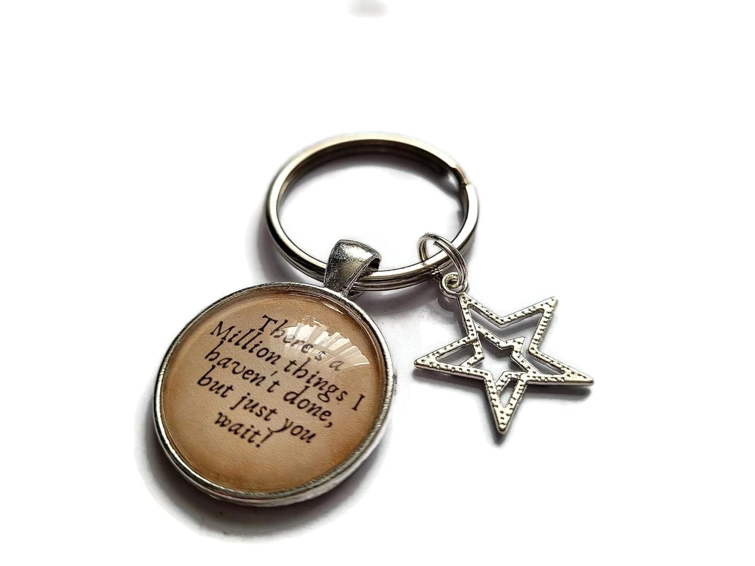 There's a MILLION THINGS I haven't done but just you wait 25mm glass cabochon keyring Hamilton musical themed gift, love the musicals birthday Xmas present