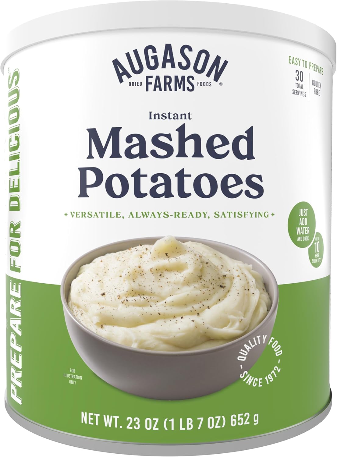 Augason Farms Instant Mashed Potatoes Can, Emergency Food Supply, Everyday Meals, 30 Servings