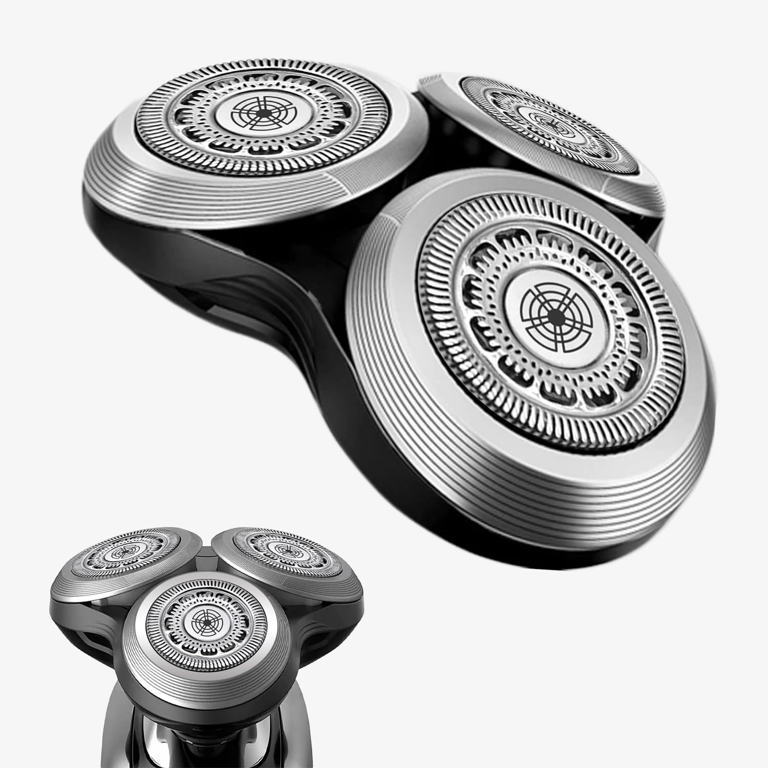 SH90 Replacement Rotary Heads for Philips Norelco Shavers Series 9000, New Version of Metal Wheel Buckle and Upgrade Double-Layer Precision Blades