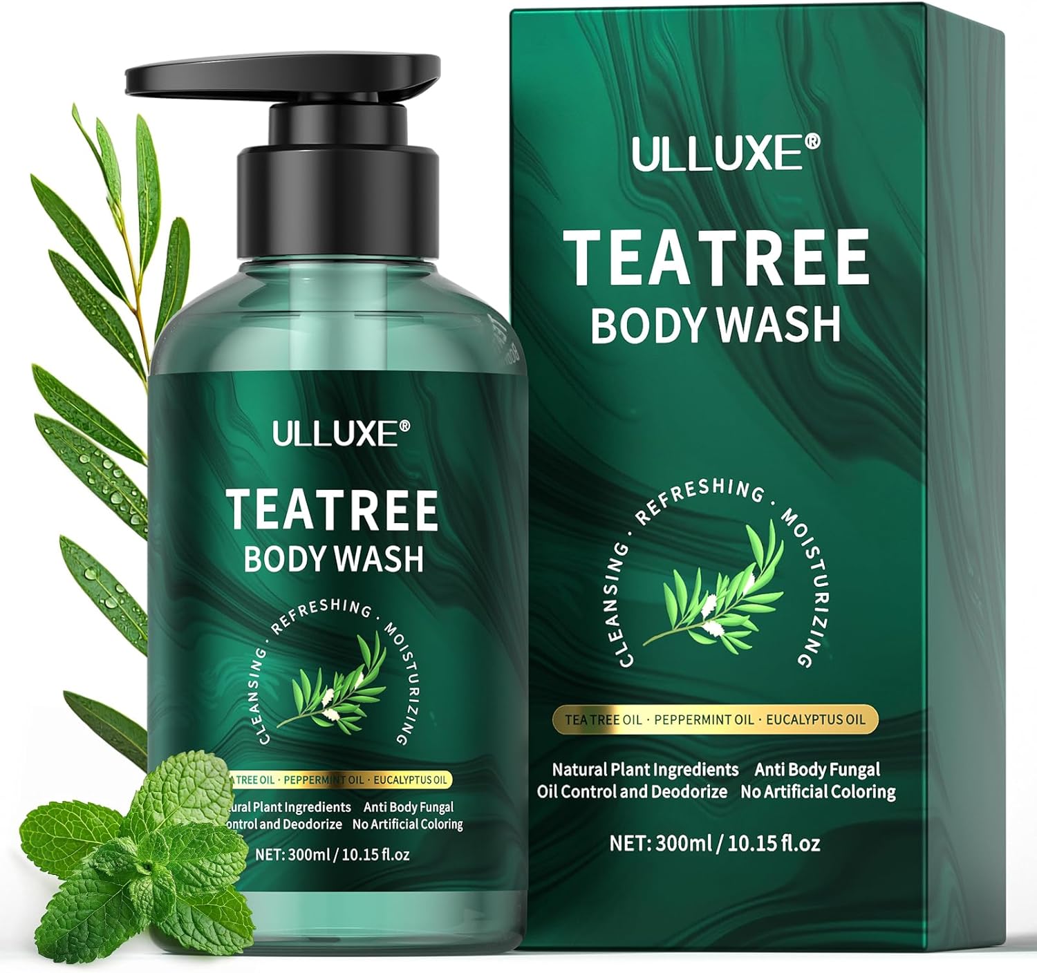 Tea Tree Body Wash - Anti Fungal Shower Gel for Back Acne, Athlete's Foot & Body Odor, Native Body Wash with Peppermint Oil and Eucalyptus Oil, 300ml