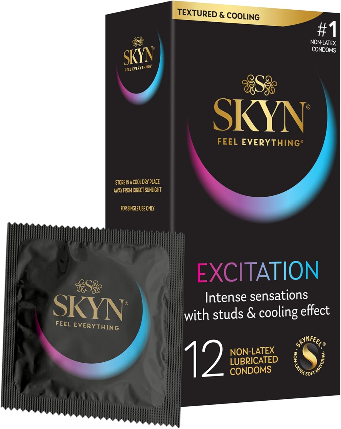 SKYN Excitation Studded Condoms - 12 Count - Ultra-Thin, Lubricated Latex-Free Condoms for a Natural, Smooth Fit