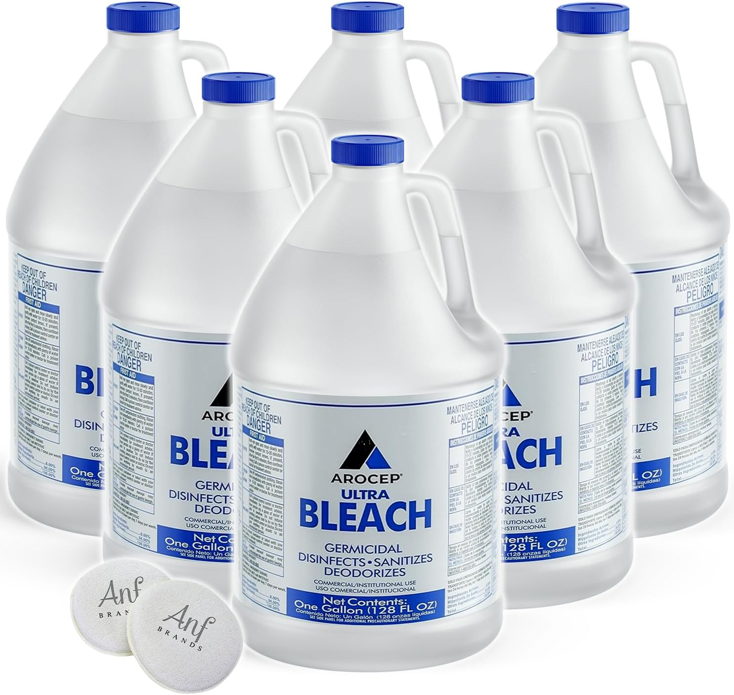 (6 Gallons) Ultra Germicidal Liquid Bleach - For Laundry, Disinfecting, Sanitizing, Deodorizing, Mold & Mildew Stain Remover - 1 Gallon Jugs