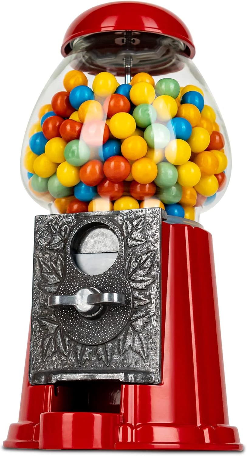Ebuzz 9 Inch Metal Gumball Machine – Coin Operated Bubblegum Sweet Dispenser - Vending Vintage Retro Candy Kid Chewing Piggy Bank Adult Classic Jellybean Bubble Gum