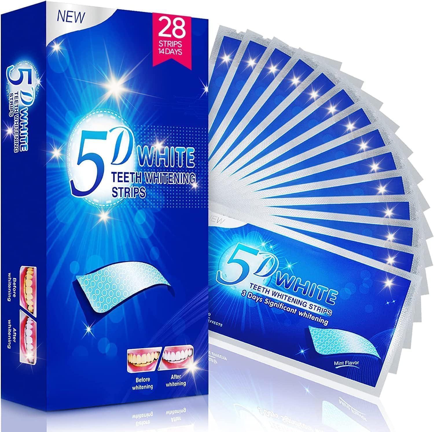 Teeth Whitening Strips, Tooth Whitening Kits: 28 Pcs 14 Packs Enamel Safe Non-Sensitive, Teeth Whitener Kits