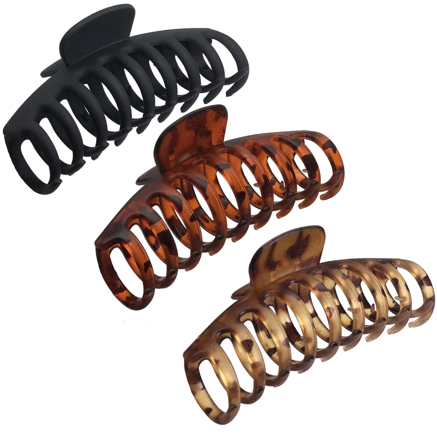 OWIIZI Big Hair Claw Clips for Women - Long Thick Hair 4.3" Nonslip Jumbo Clips With Strong Hold, Large Clamps for Styling (3 Packs)