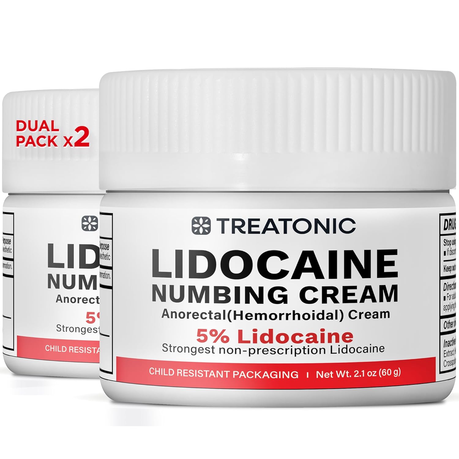 5% Lidocaine Numbing Cream: Lidocaine Cream Maximum Strength for Pain Relief, Itching, Burning, Soreness, Hemorrhoid - Fast Acting & Long Lasting Numbing Cream- 2.1 oz (2-Pack)