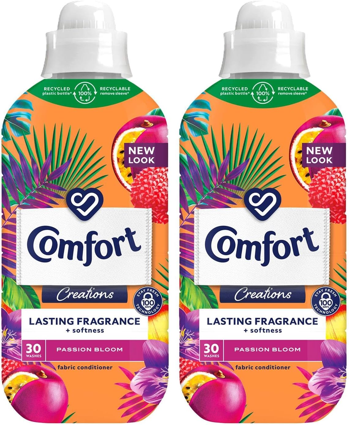 Comfort Creation Concentrated Fabric Conditioner with 100 Days of Long Lasting Fragrance and Softness Intense Liquid Fabric Softener 30 Washes, 900 ml (Passion Bloom, Buy 2)