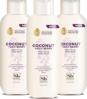 Soapbox Body Wash, Coconut + Goji Berry Body Wash for Women, Men | Vegan + Antioxidant Rich Moisturizing Body Wash with Shea Butter, Peptides & Keratin Promoting B3, 3 Pack, 20oz Each