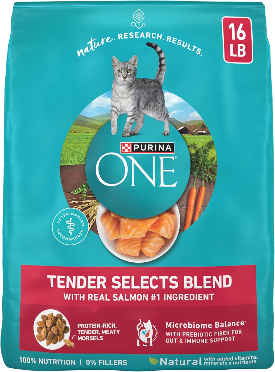 Purina ONE Tender Selects Dry Cat Food, Salmon, 16 lb Bag