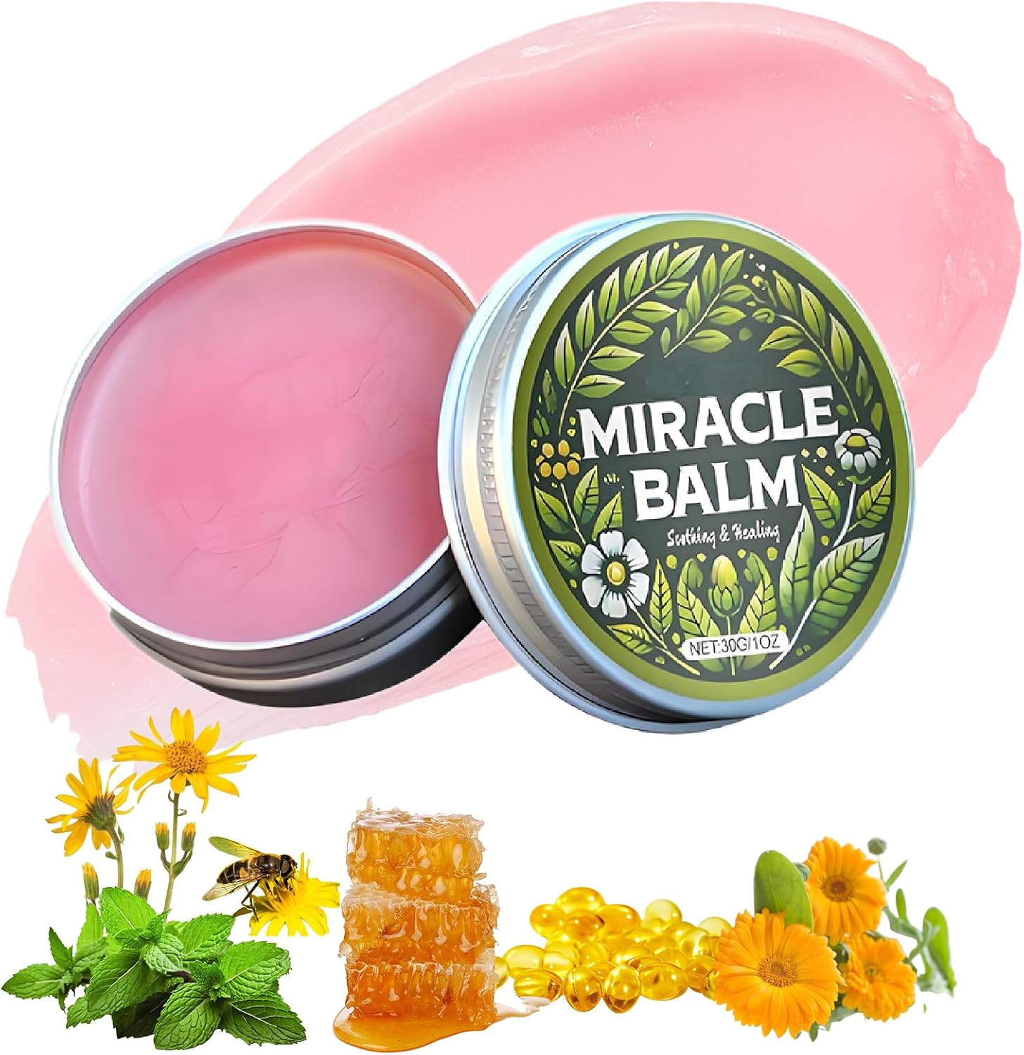 Miracle Herbal Balm - Fast-Absorbing Moisturizer for Legs, Feet & Joints, Lightweight Non-Sticky Cream with Natural Herbal Ingredients, Comforting Body Care (1 PCS)