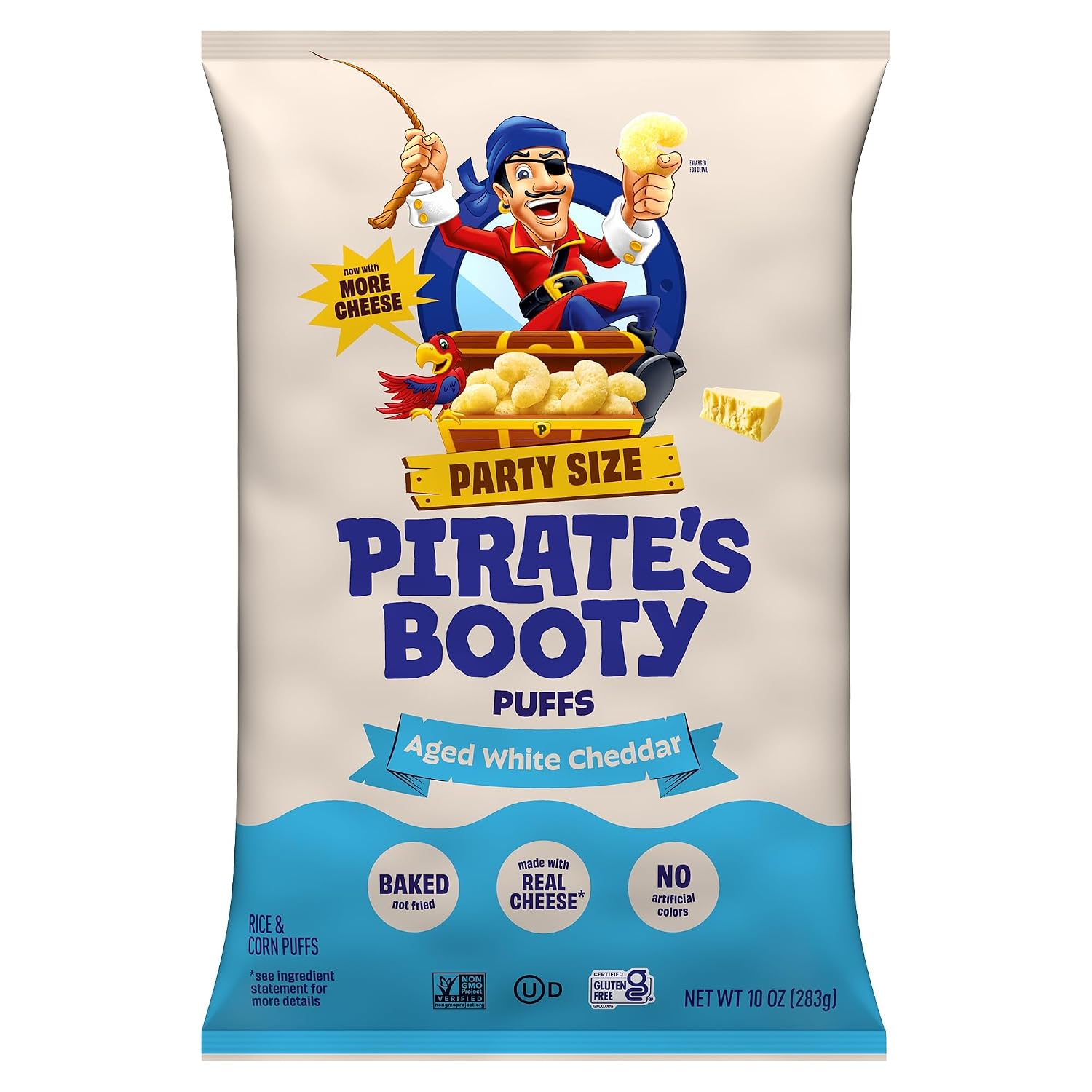 PIRATE'S BOOTY Aged White Cheddar Cheese Puffs Party Size Bag, 10 oz