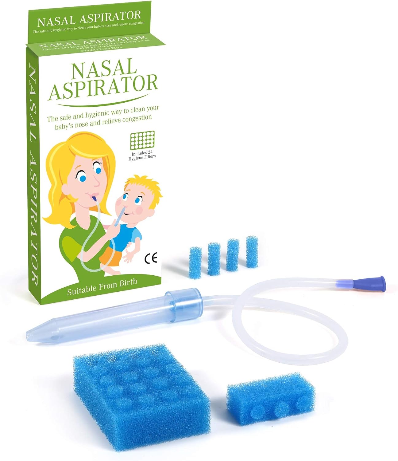 SSWA Co. Ltd Baby Nasal Aspirator with 24 Hygienic Filters Blue