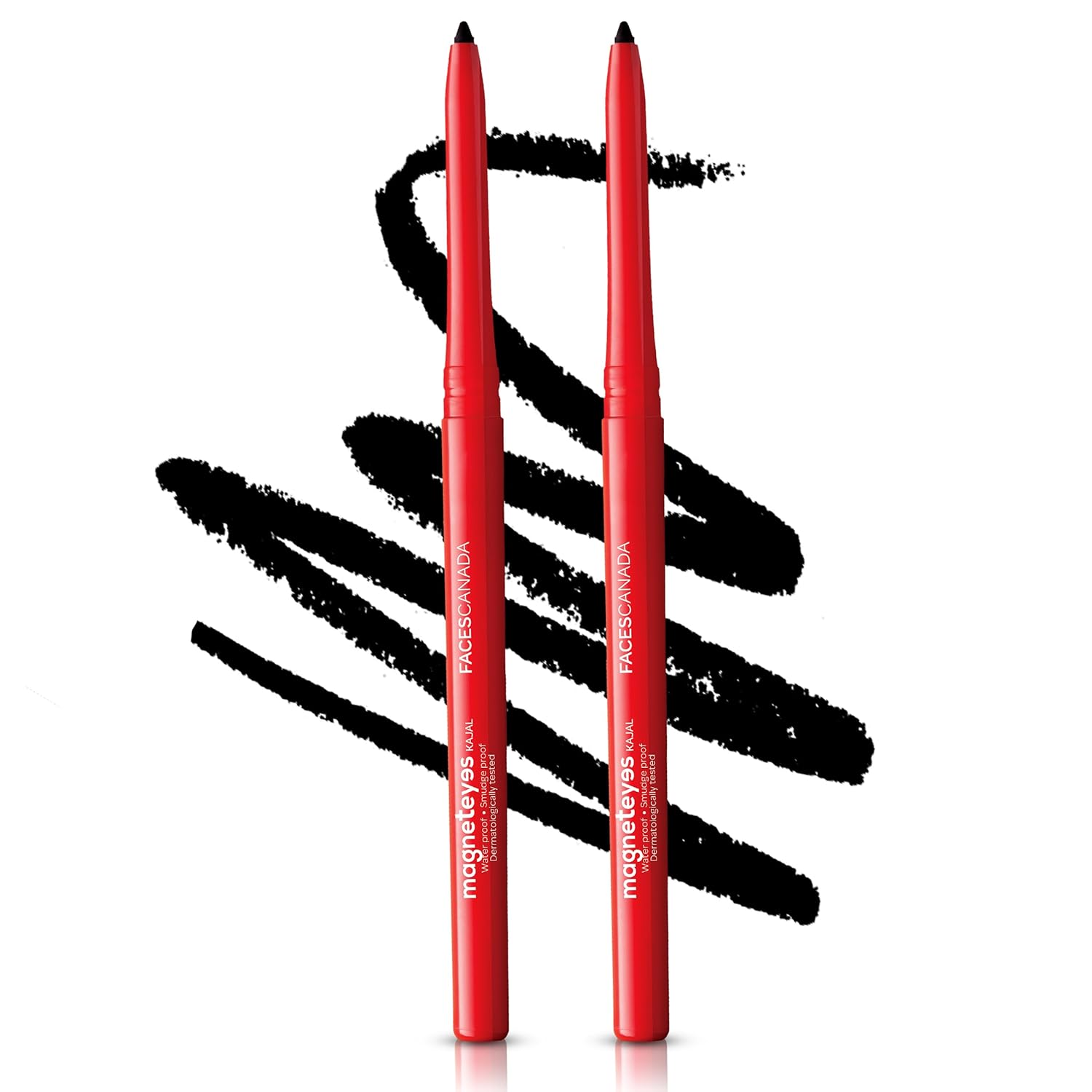 Magneteyes Eyeliner Pencil - Black (Pack of 2) | 24 HR Long Lasting Waterproof | One Stroke Smooth Glide | with Almond Oil & Vitamin E | Smudge Proof & Fade Proof | 0.01 Oz/0.35g