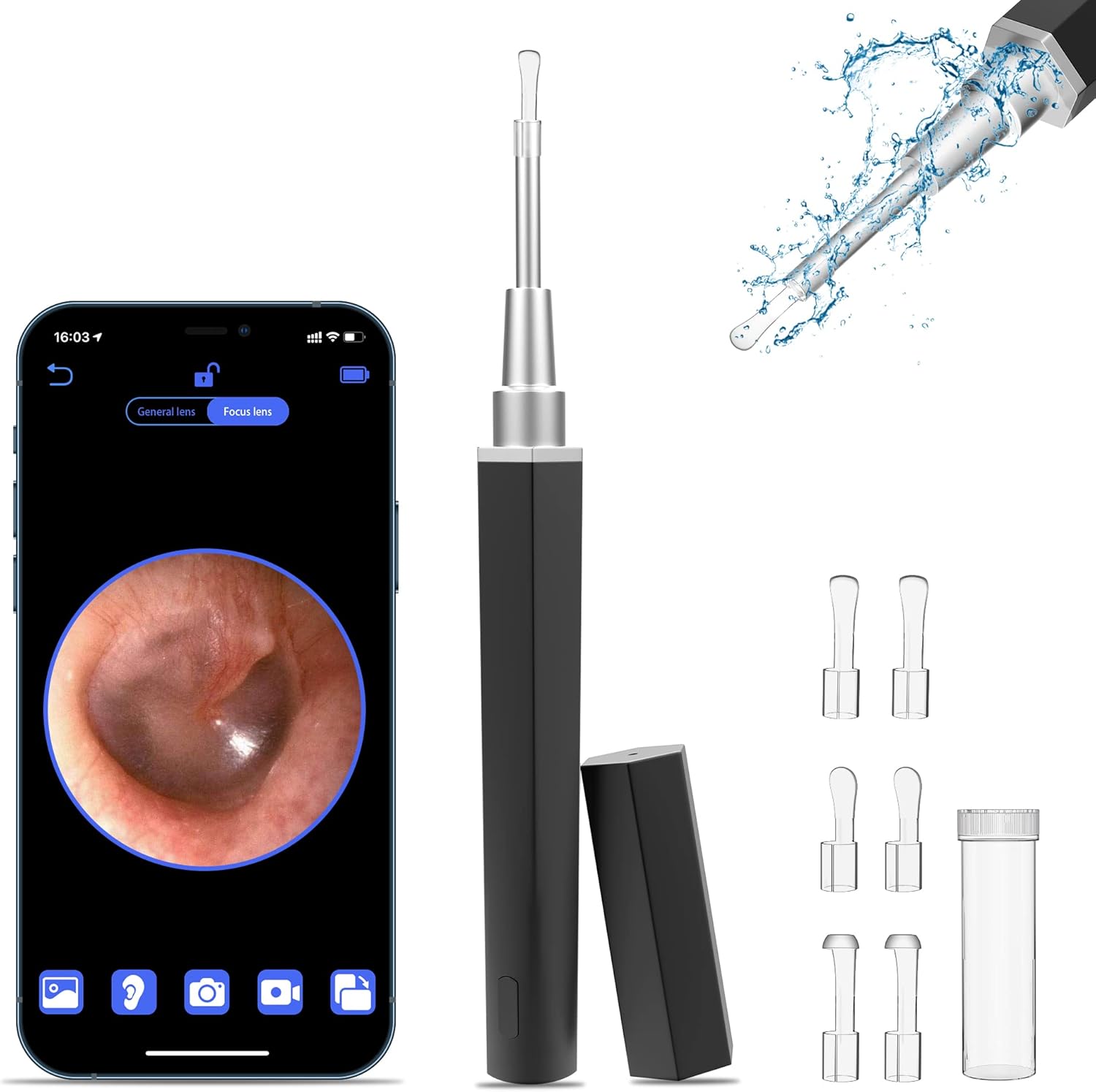 Ear Wax Removal, Ear Cleaner with Camera Earwax Remover Tool, Ear Camera Otoscope kit with Light, Ear Wax Camera with 6 Ear Spoon for Kids, Adults & Pets