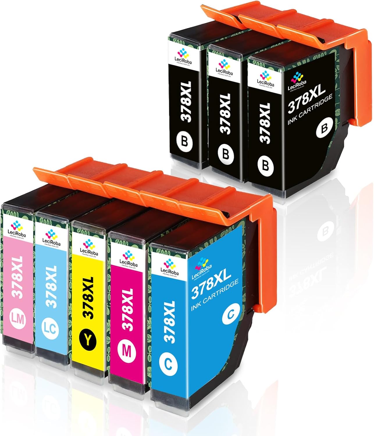 LeciRoba 378XL Ink Cartridge for Epson 378 378xl ink cartridges for Epson Expression Photo XP-8000 XP-8005 XP-8500 XP-8505 XP-8600 XP-8605 XP-8606 XP-8700 XP-8705 XP-15000 Printers (8-PACK)